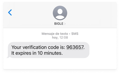 Captura de la plataforma de Bigle - SMS doble autenticación 8 - SMS ESP