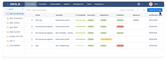 Firma electrónica 2 - Iniciar proceso de firma desde panel de documentos ENG