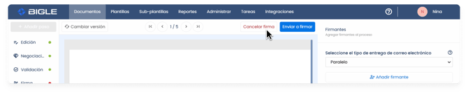 Firma electrónica 13 - Cancelar firma antes de iniciar el proceso ESP