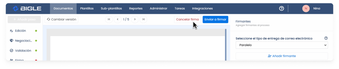 Firma electrónica 13 - Cancelar firma antes de iniciar el proceso ESP