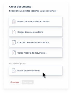 Firma electrónica 3 - Seleccionar nuevo proceso de firma ESP