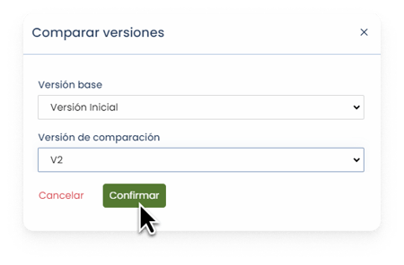 Historial de versiones - Seleccionar versiones ESP