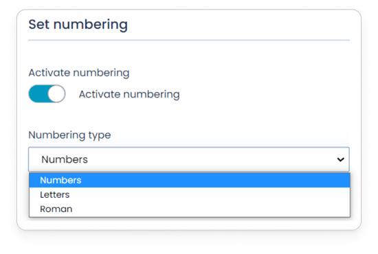 set numbering