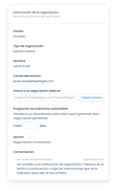 Captura negociación - información de la negociación