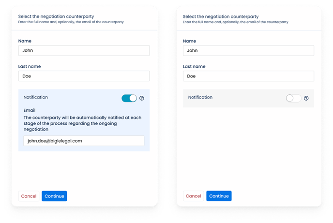 Captura negociación - elegir notificación o no ENG