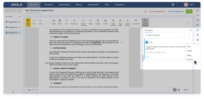 Negotiation - Comment solving by the internal part
