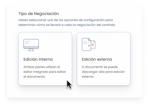 Negociación - selección edición externa o interna ESP