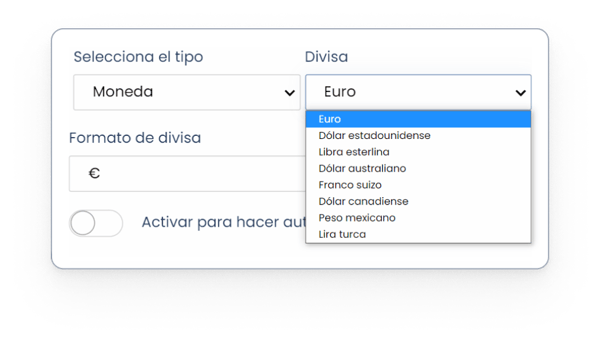 Opciones avanzadas del campo Número