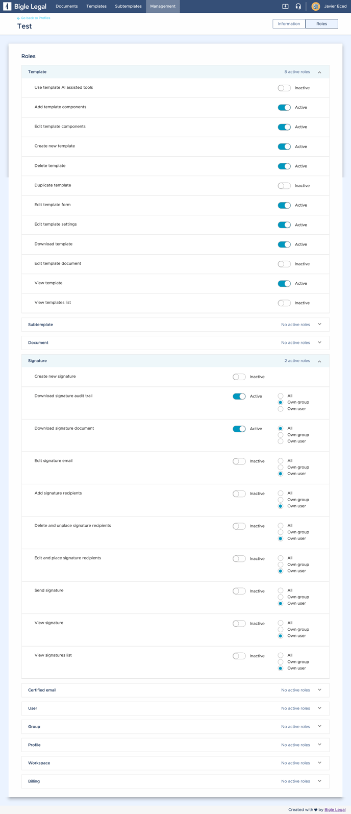 Profile rol config