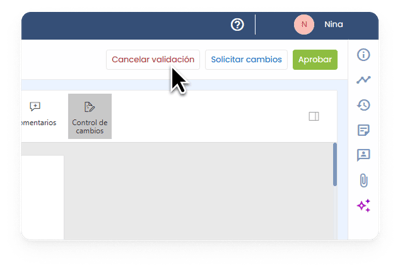 Captura validación 11 - Cancelar validación ESP