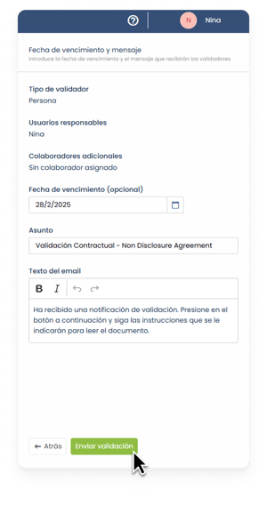 Captura validación 4 - Enviar validación