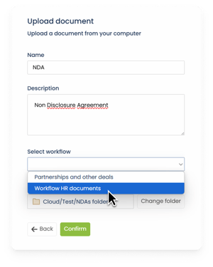 16 - Workflows - Escoger workflow desde creación de un documento externo ENG